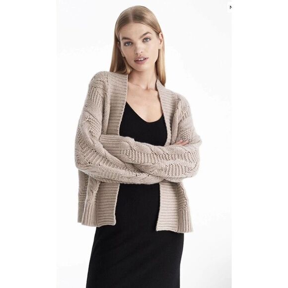 NAKEDCASHMERE AUGUSTINA CROP CASHMERE CARDIGAN Large “Gray” - Picture 1 of 10